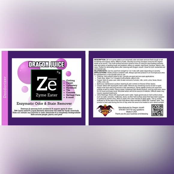 Deodorizer ZYME EATER Enzymatic Odor & Stain Remover - wine, smoke, pet odors…. - Picture 6 of 7